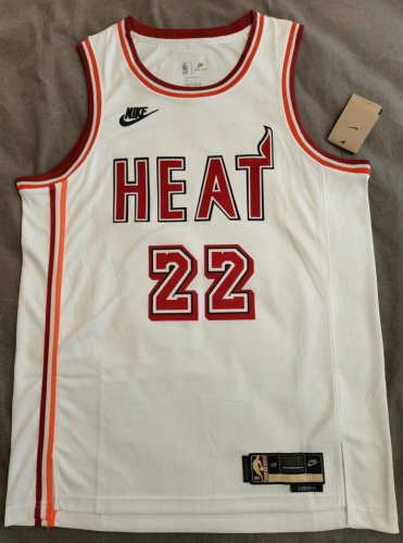 Maillot de Basket #22 Butler Miami heat 22-23 Vintage Blanc Imprimé